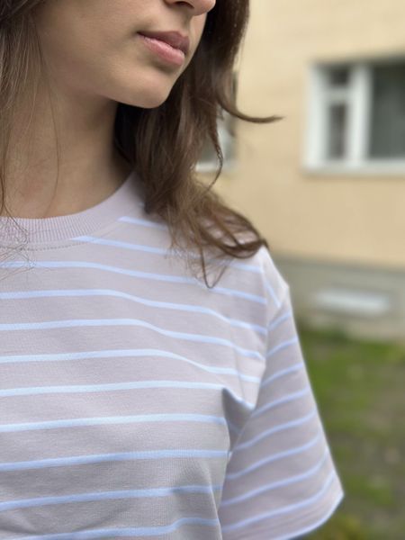 Футболка оверсайз смужка біла/рожева (9.04.9) w.9.04.9 фото